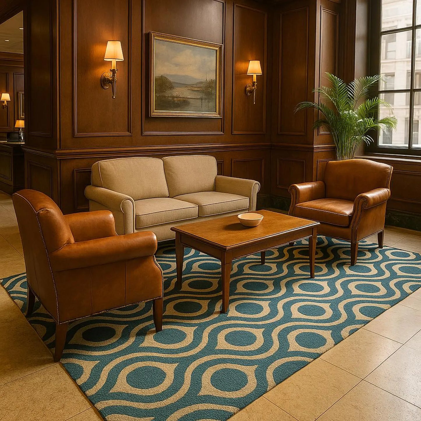 Geometric Handtufted Wool Rug | Loop Cut Pile | Modern Handmade Area Rug