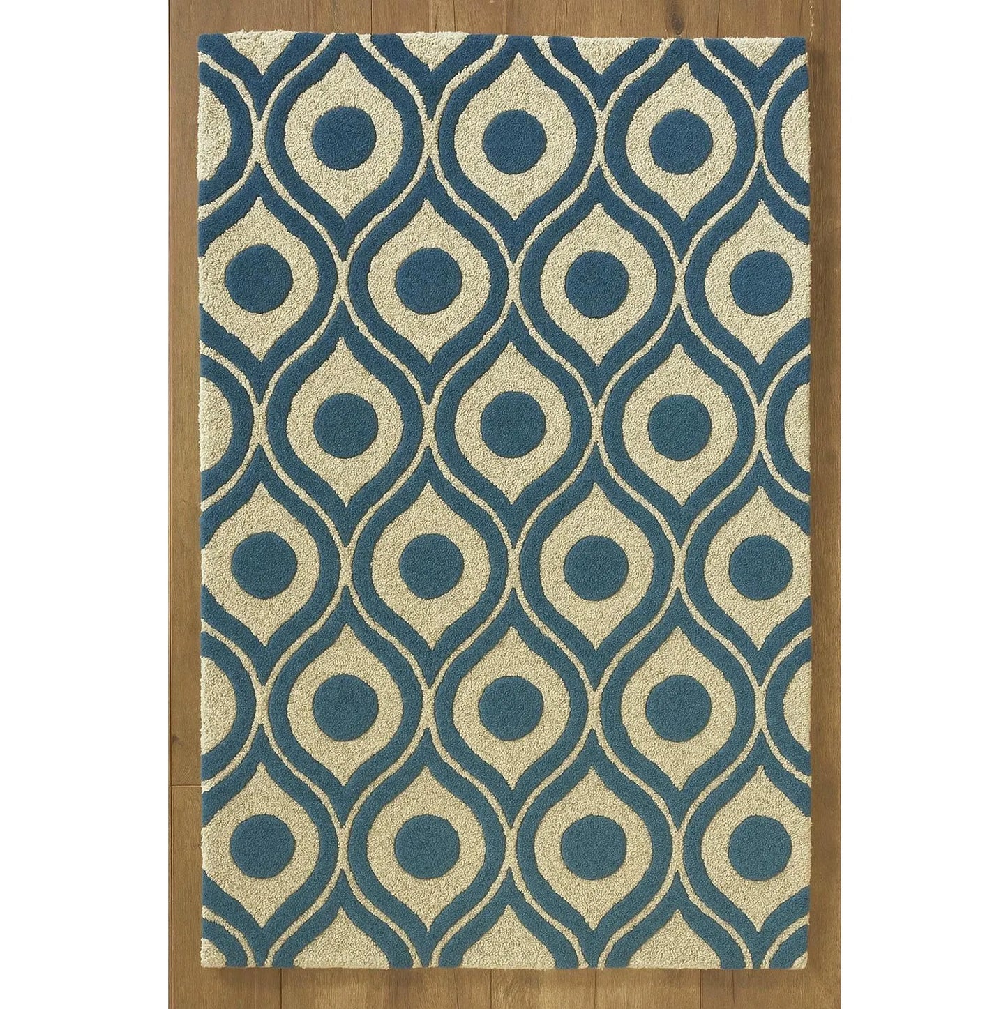 Geometric Handtufted Wool Rug | Loop Cut Pile | Modern Handmade Area Rug