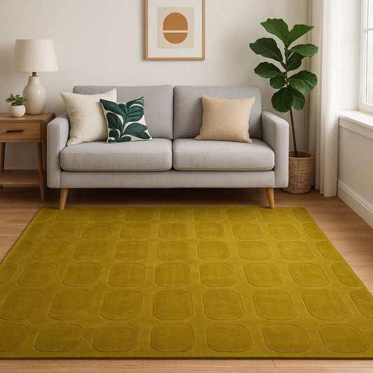 Luren Geometric Minimalist Handmade Tufted Woolen Area Rug