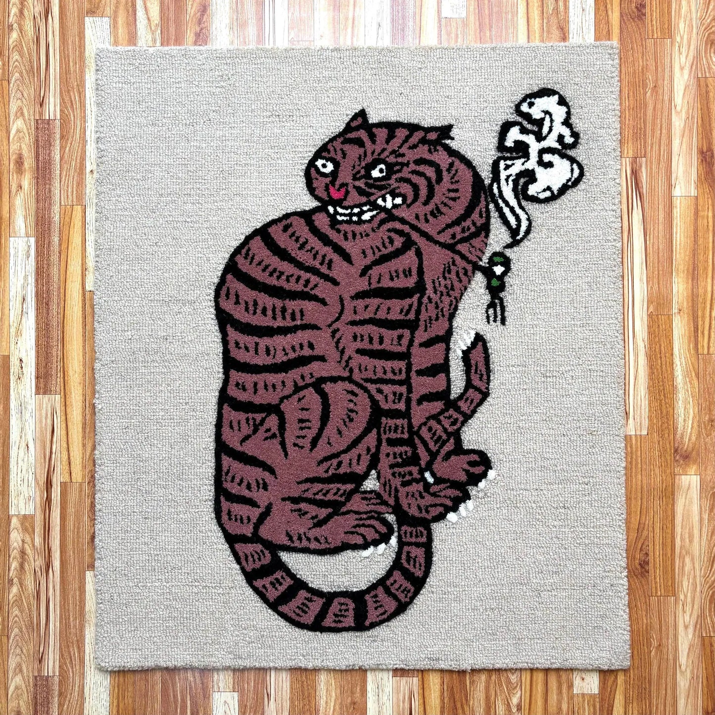Tibetan Tiger/Cat Rug | Hand Tufted 100% Wool Mixed Pile Area Rug & Wall Rug