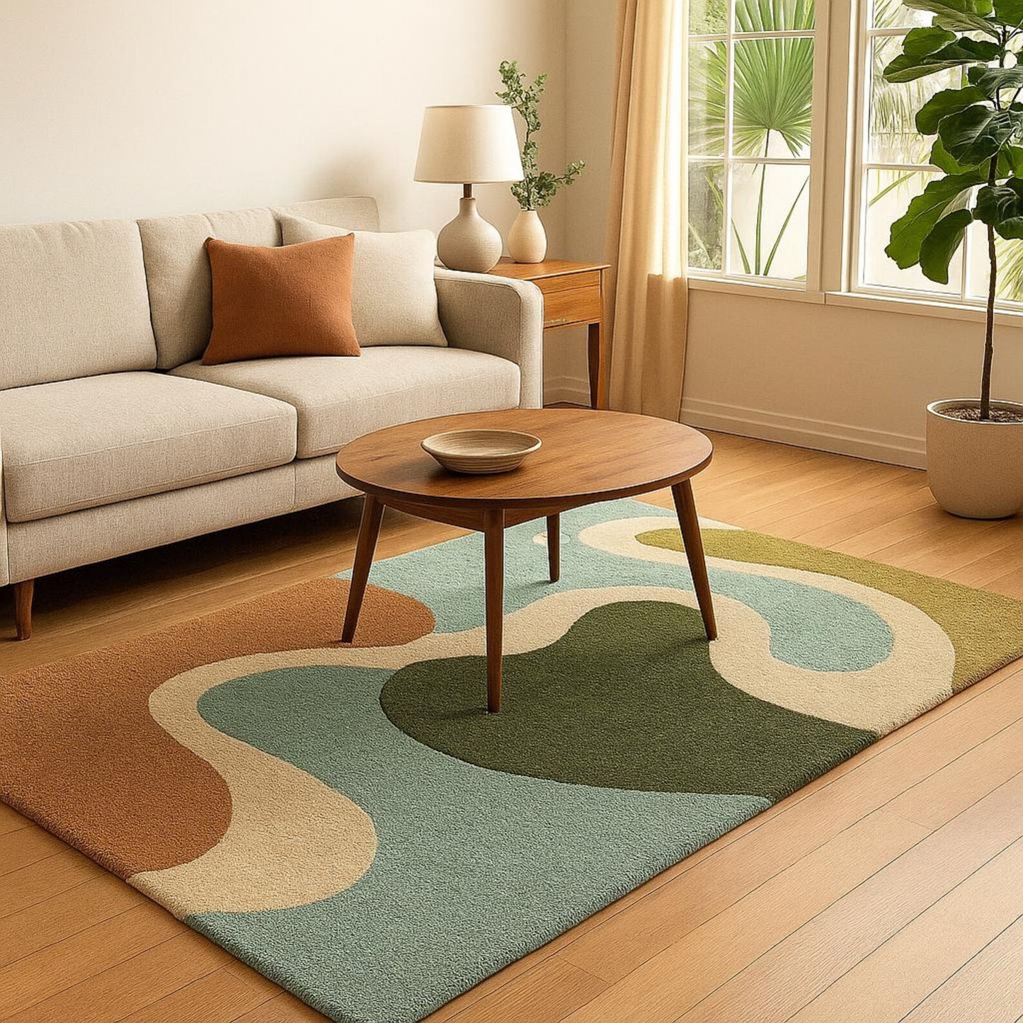 Hand Tufted Wool Modern Area Rug | Multicolor Abstract Pattern Wool Carpet
