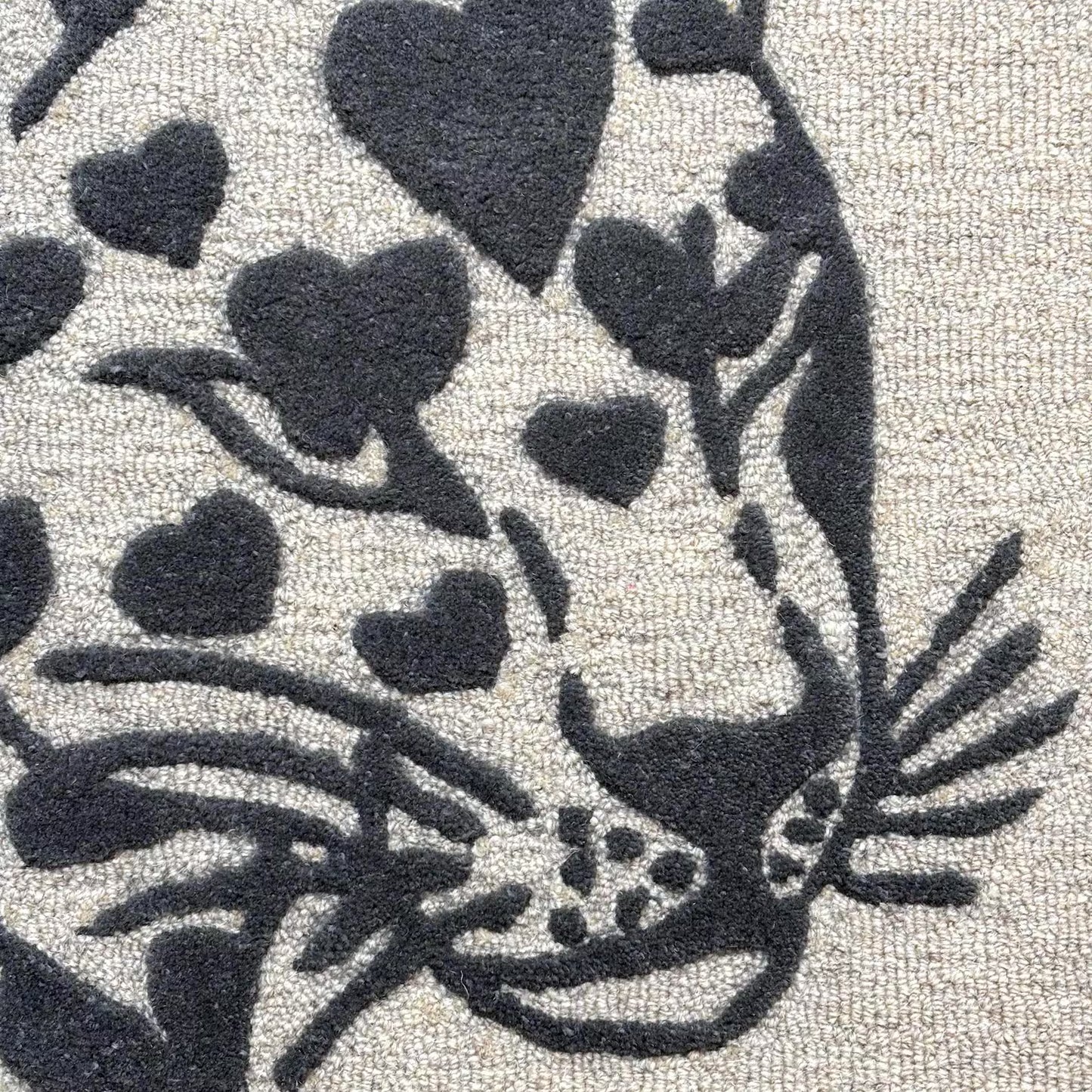 Hand Tufted Beige Grey Heart Rug | Mixed-Pile Wool Area Rug