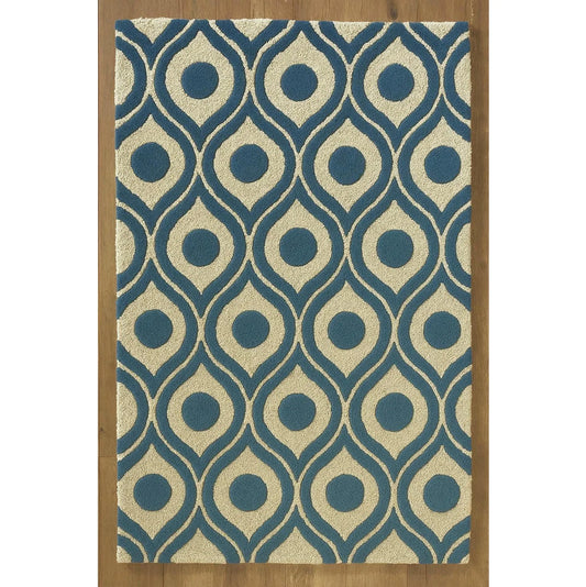 Geometric Handtufted Wool Rug | Loop Cut Pile | Modern Handmade Area Rug