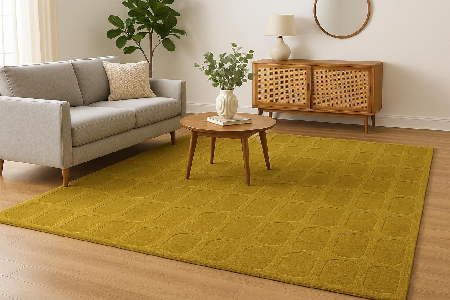 Luren Geometric Minimalist Handmade Tufted Woolen Area Rug