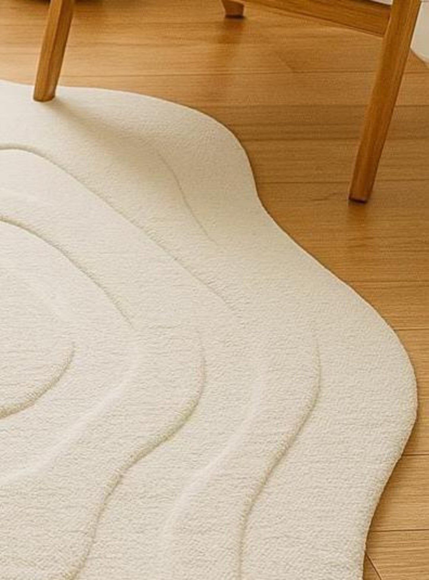 Irregular Shape High & Low Pile White Tone Rug Hand-Tufted Modern rug