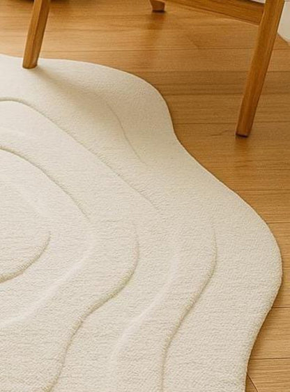 Irregular Shape High & Low Pile White Tone Rug Hand-Tufted Modern rug